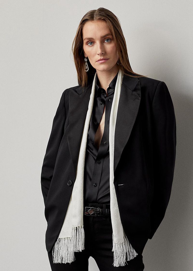 Blazer Ralph Lauren Mujer Truett Lana Gabardine Tuxedo Jacket Chile Negras IBXTM-8264